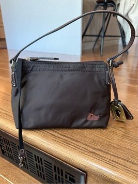 DOONEY & BOURKE Dark Chocolate Brown Nylon Small Pouchette Bag.